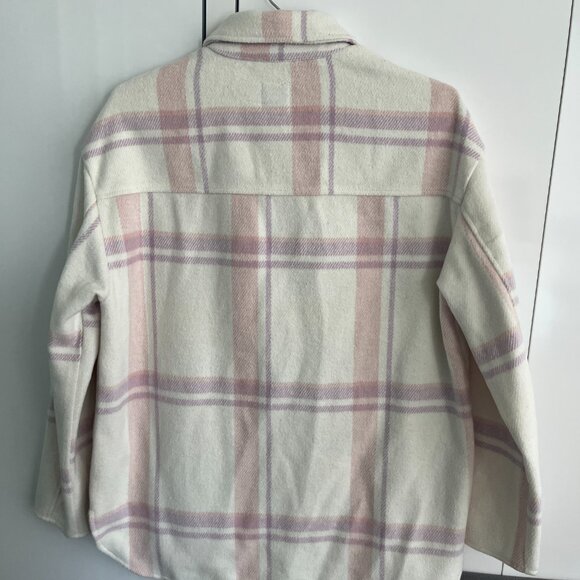 NWOT ONLY Pastel Pink and Purple Plaid Shirt Jacket - Picture 2 of 3